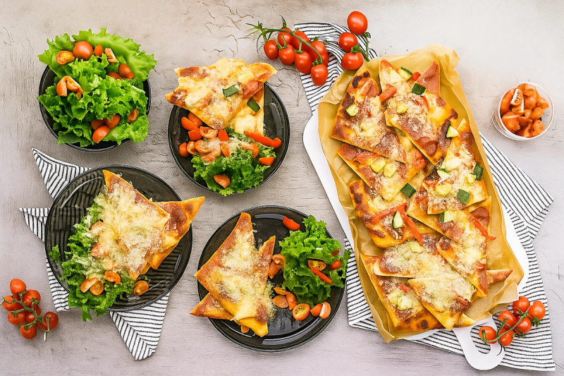 Rychlé mini pizzy se švarcvaldskou šunkou, sýrem a marinovanou cuketou
