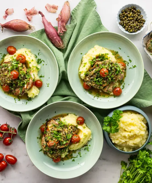 Possua “Piccata” eli possua sitruunaisessa kapriskastikkeessa