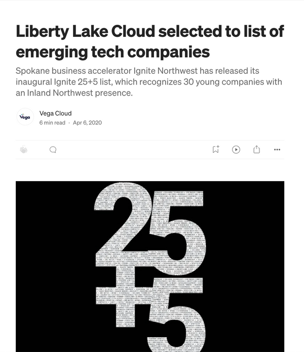 Liberty Lake Cloud selected to list of emerging tech companies