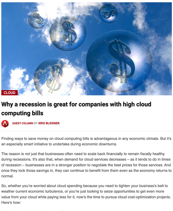 Why a recession is great for companies with high cloud computing bills