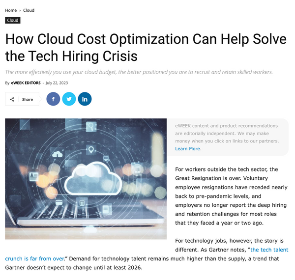How Cloud Cost Optimization Can Help Solve the Tech Hiring Crisis