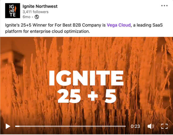 Ignite’s 25+5 Winner for For Best B2B Company