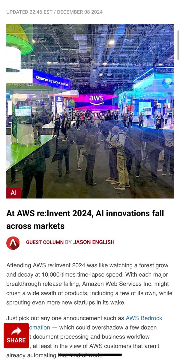 At AWS re:Invent 2024, AI innovations fall across markets