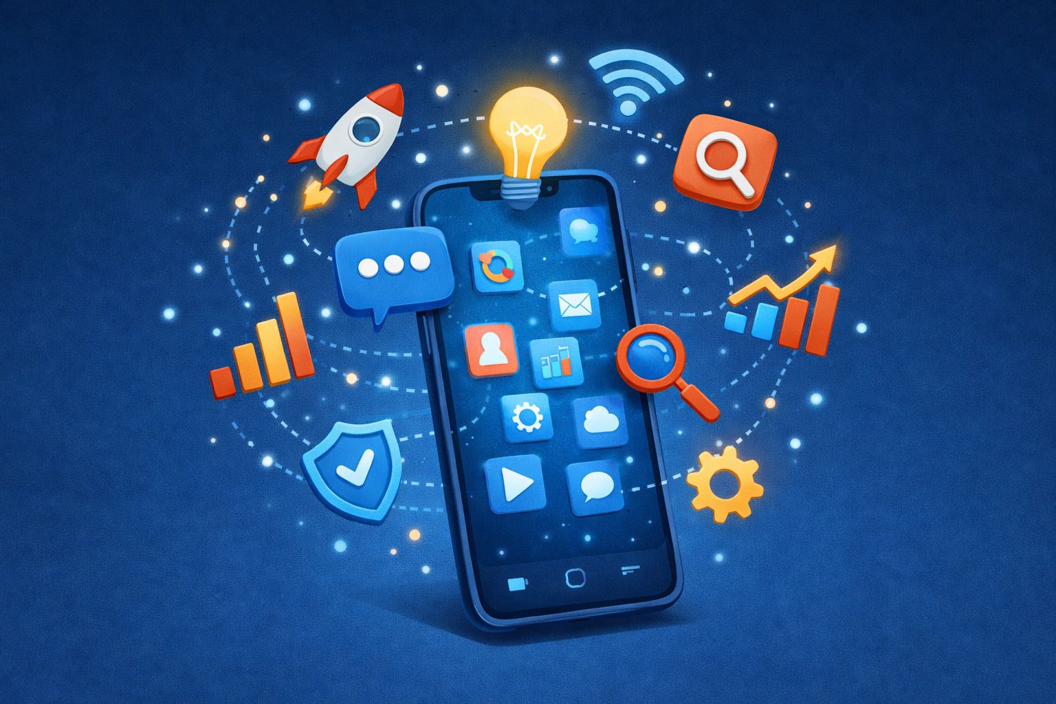 Mobile Phone With Symbols