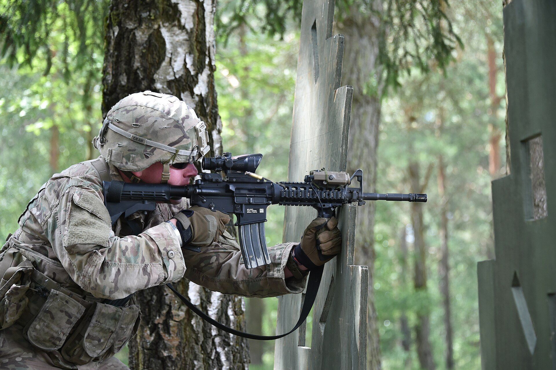 American Soldier Training In Forest