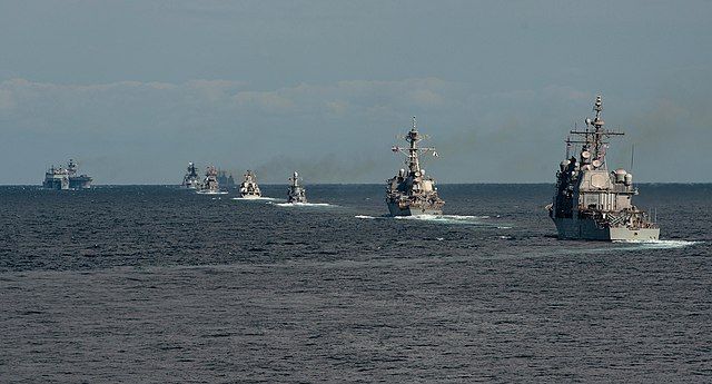 Naval Battleship Parade In Open Seas