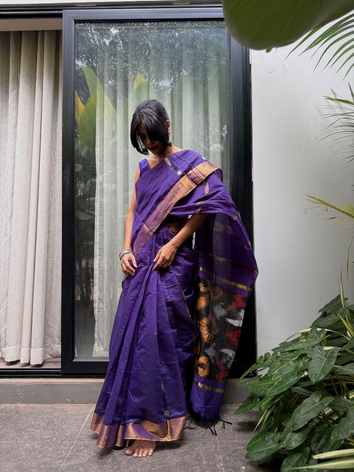 Ikat soft cotton saree view 4