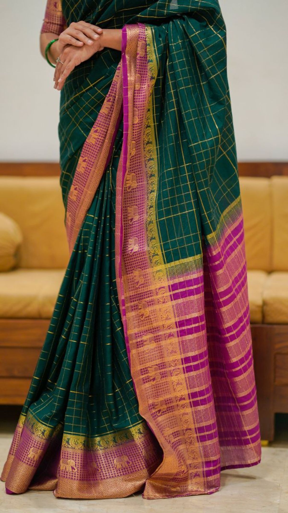 Mysore Kattam Silk Saree view 2
