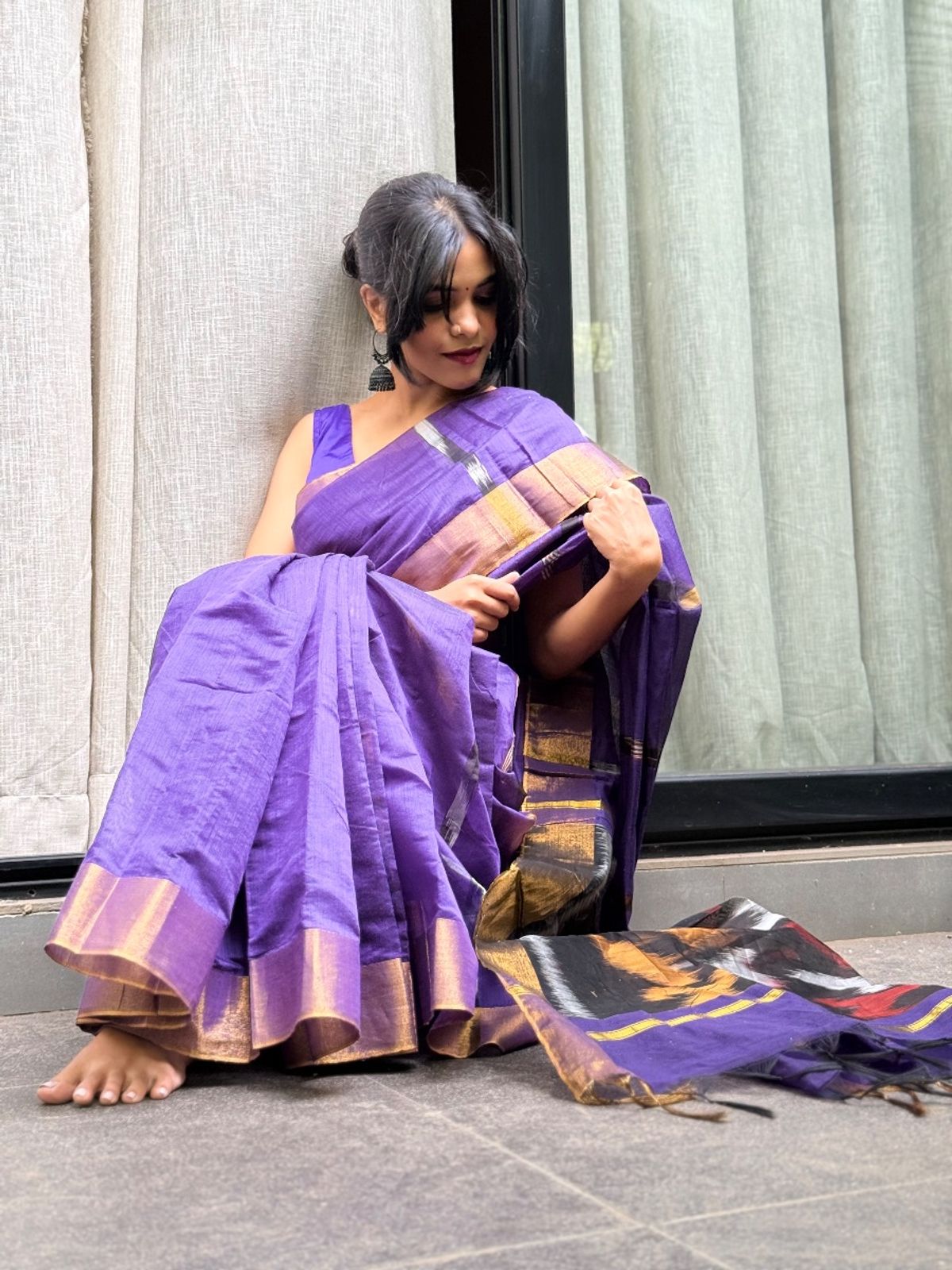 Ikat soft cotton saree view 2