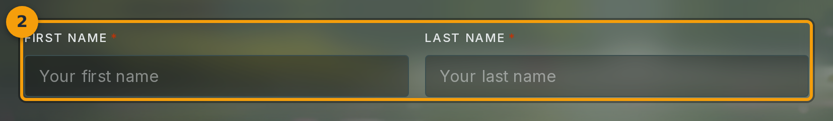 Enter your first and last name