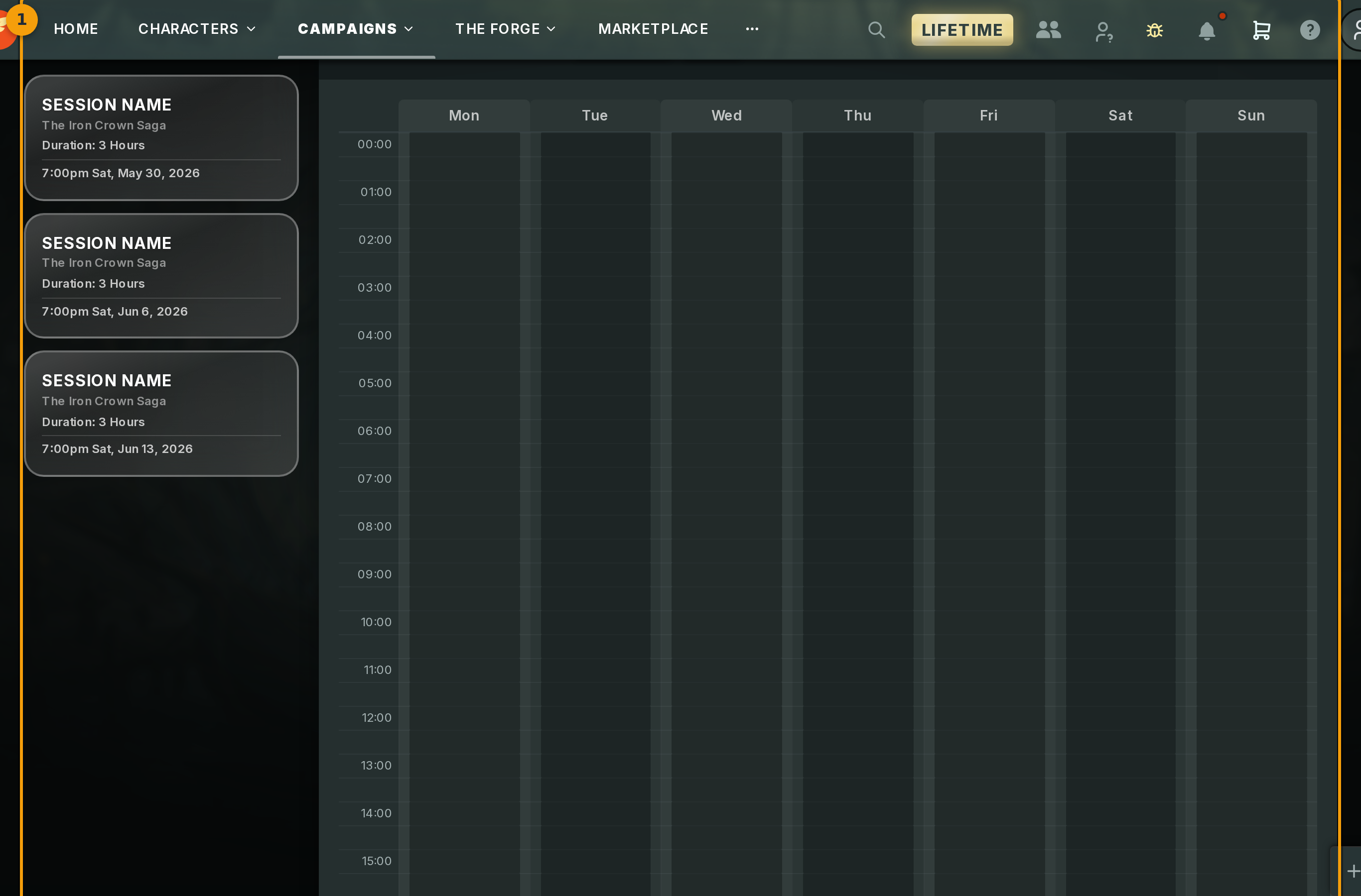 Open the Calendar tab in your campaign