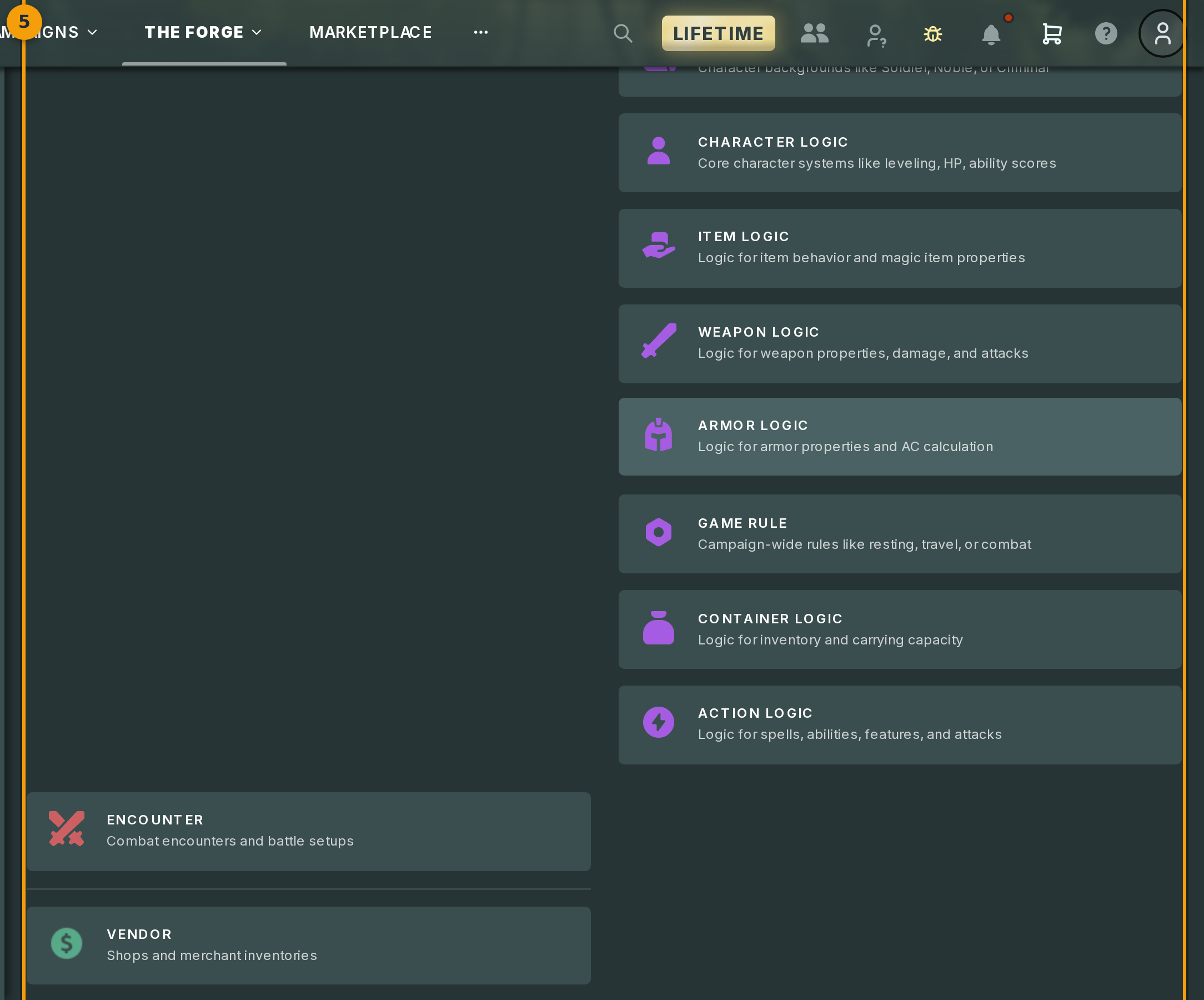 Browse and pick a content type to create