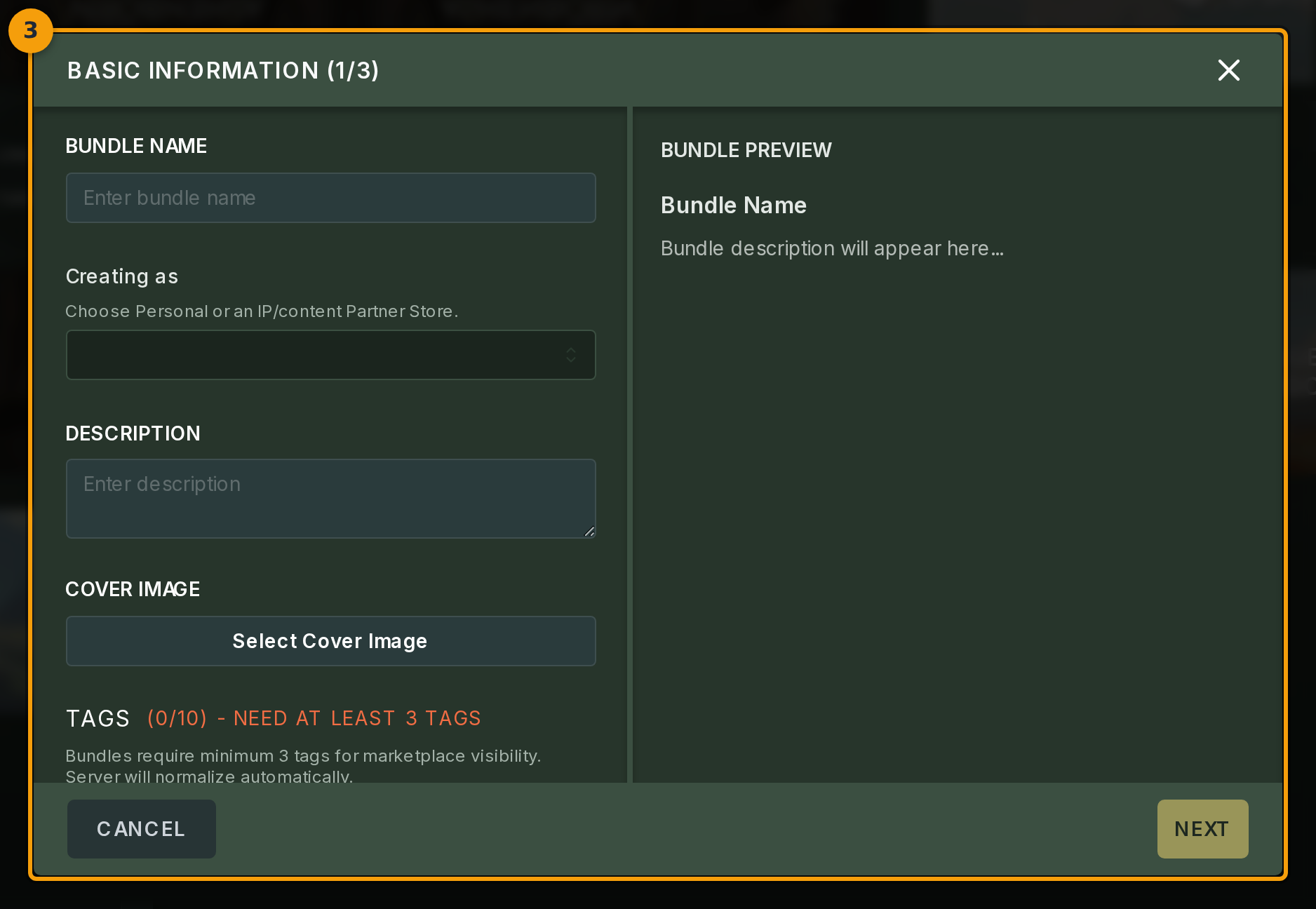 Fill in the bundle metadata