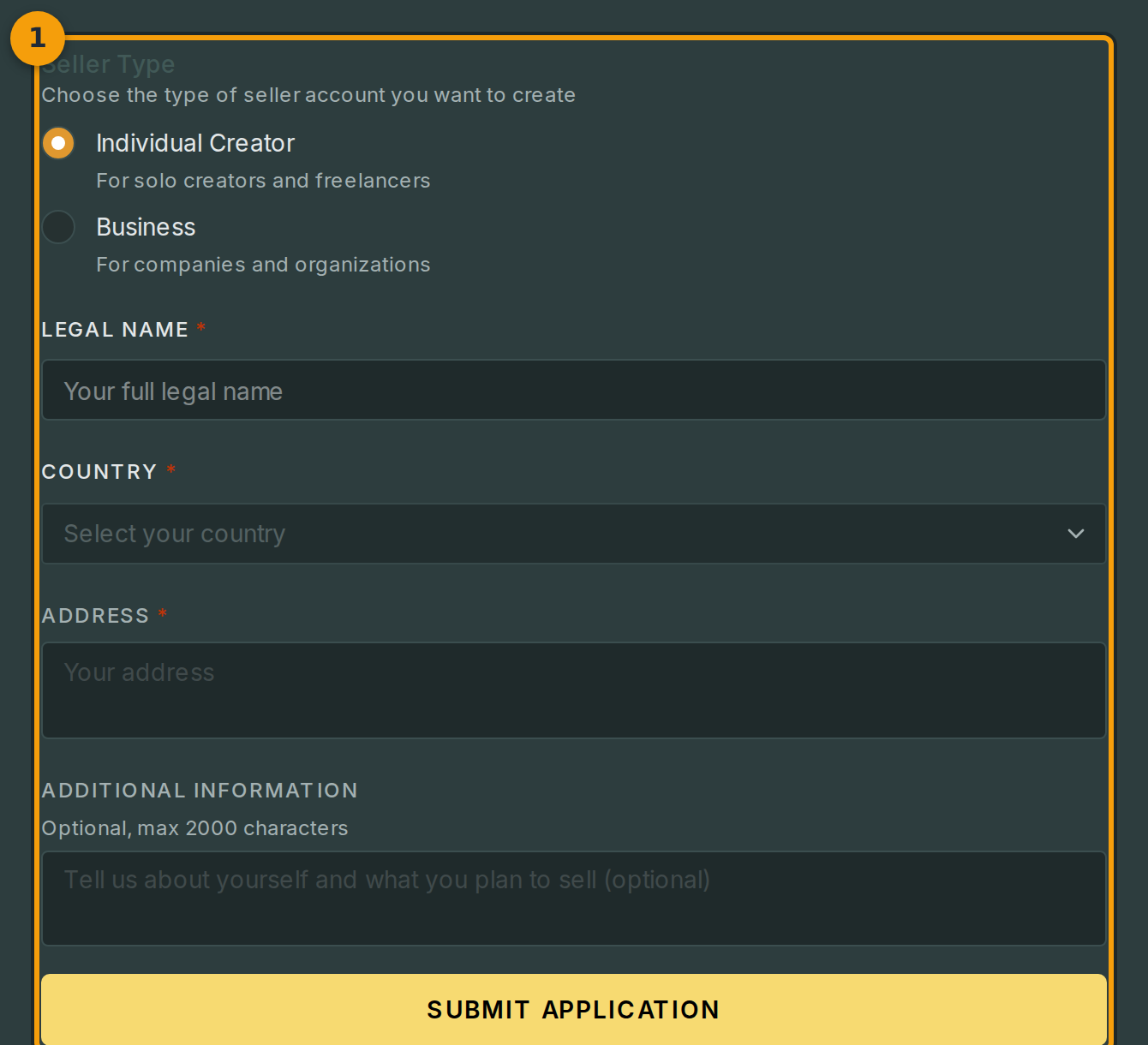 Open the seller application form