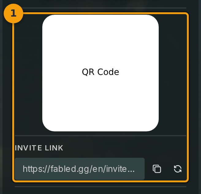 Einladungslink und QR-Code-Bereich öffnen