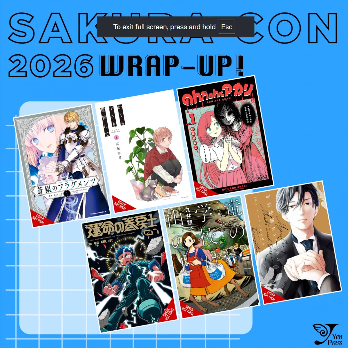 Yen Press Announces Eight New Manga Licenses at Sakura-Con 2026