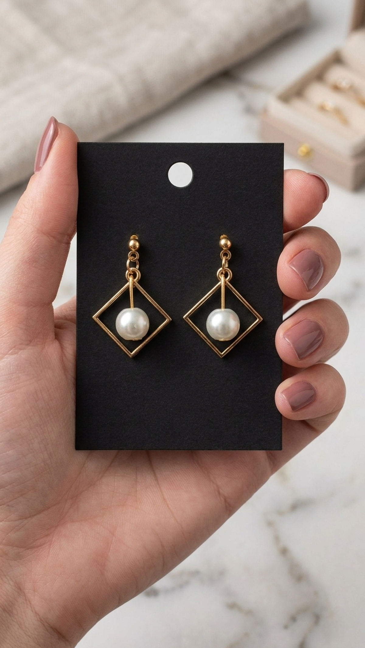 Locked Pearl Drops, Earrings