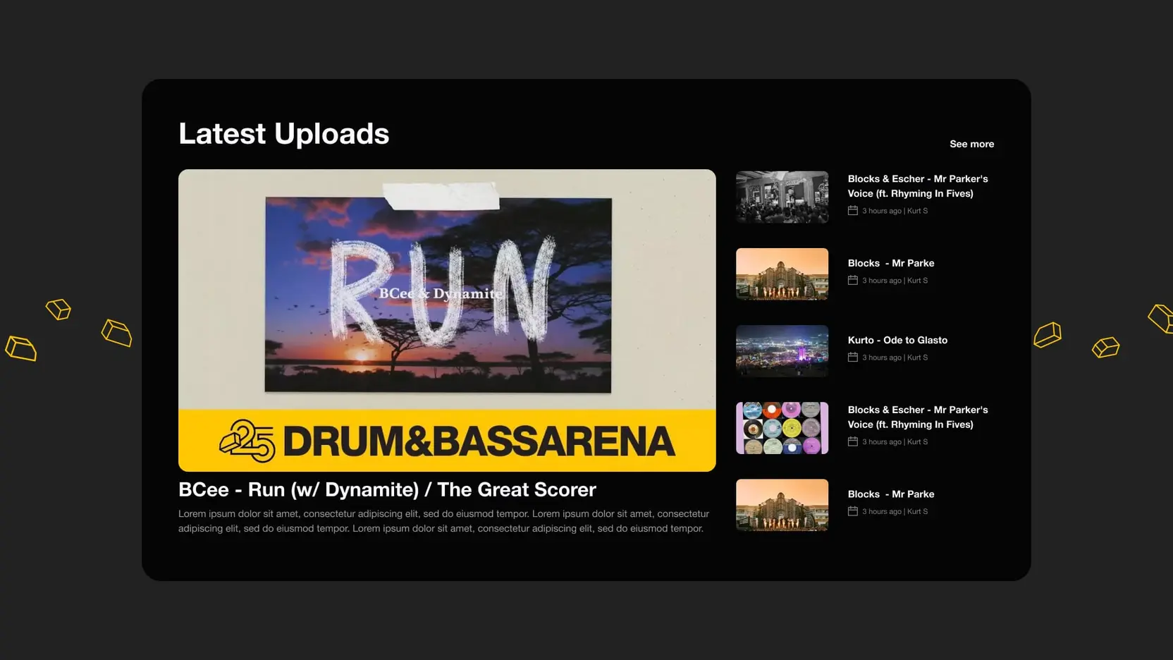 Drum&BassArena website UI detail.