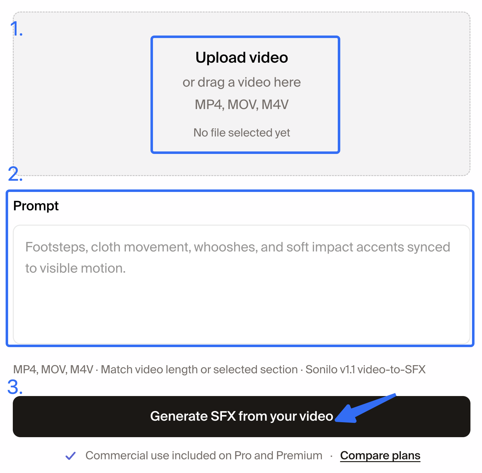 Uploading a video and using text prompts to automatically sync and generate elevenlabs ai sound effects.