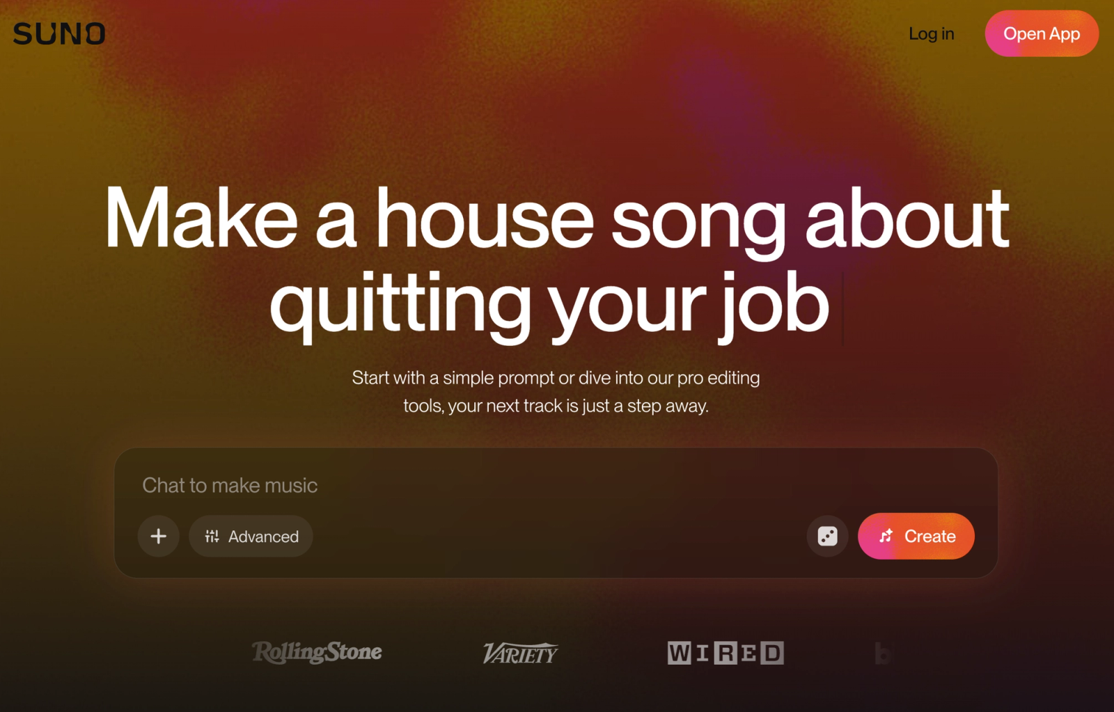 Exploring the Suno AI homepage prompt interface to evaluate its music generation capabilities in the suno vs udio battle.