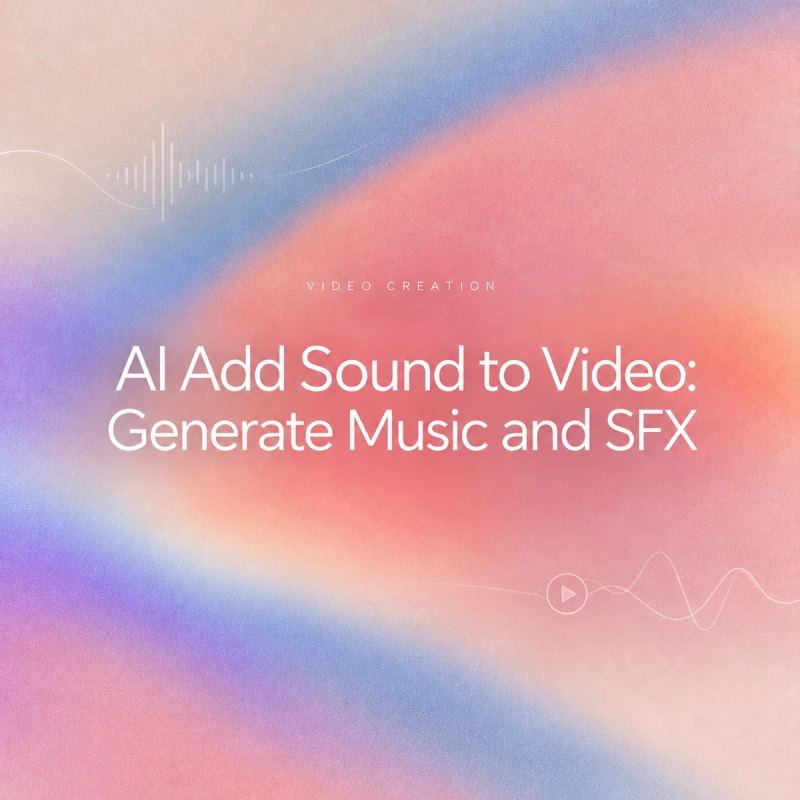 A colorful graphic showing how to use ai add sound tools to generate music and sfx for videos.
