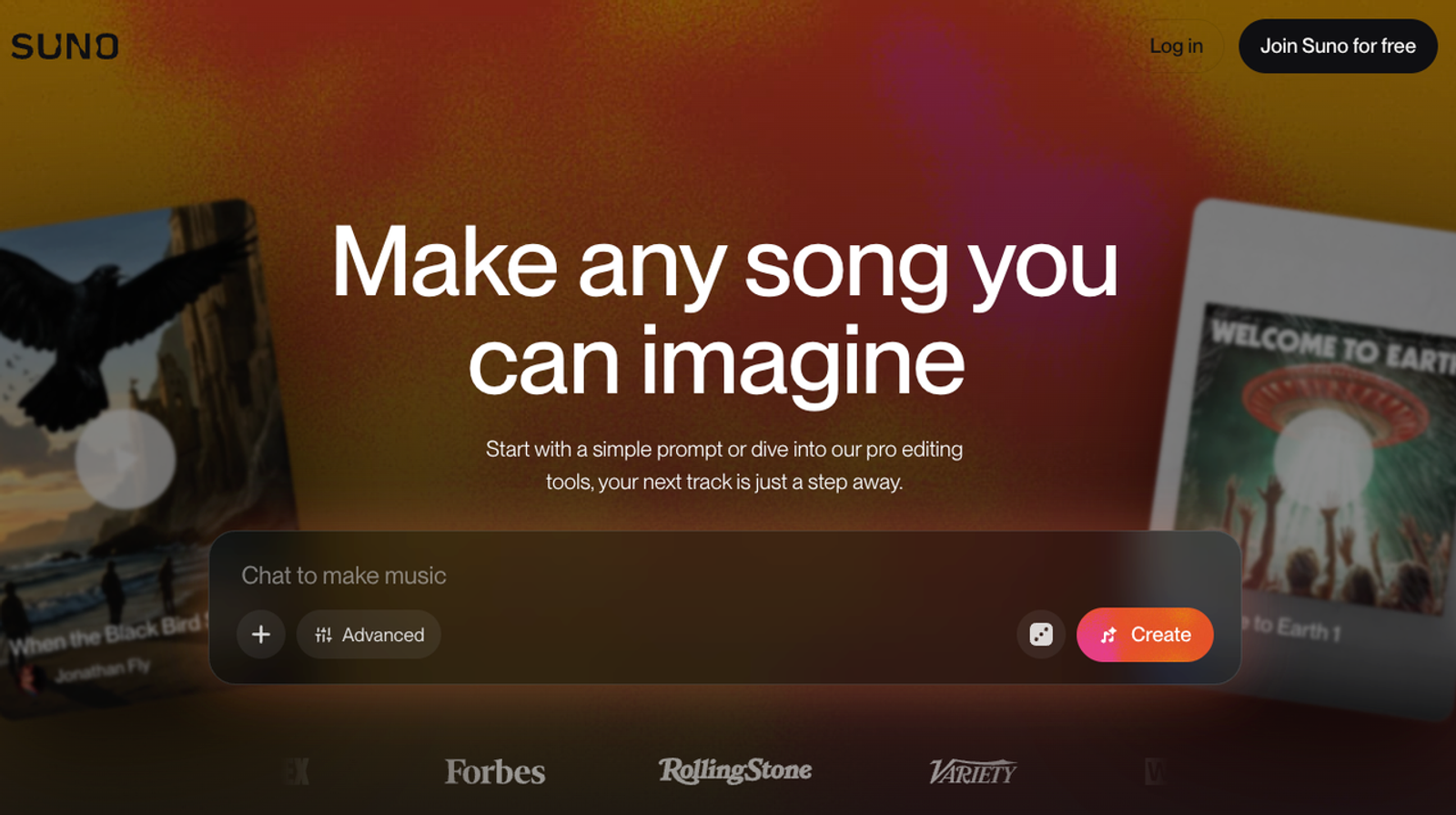 Suno AI prompt generator UI, highlighted as one of the best ai music generation apps 2027 today.