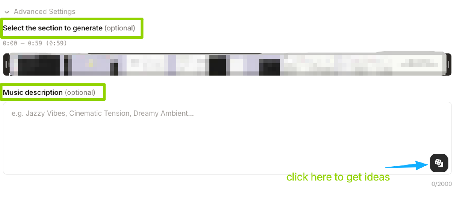 Use advanced settings and AI prompts to customize your soundtrack when you add music to video online via web tools.