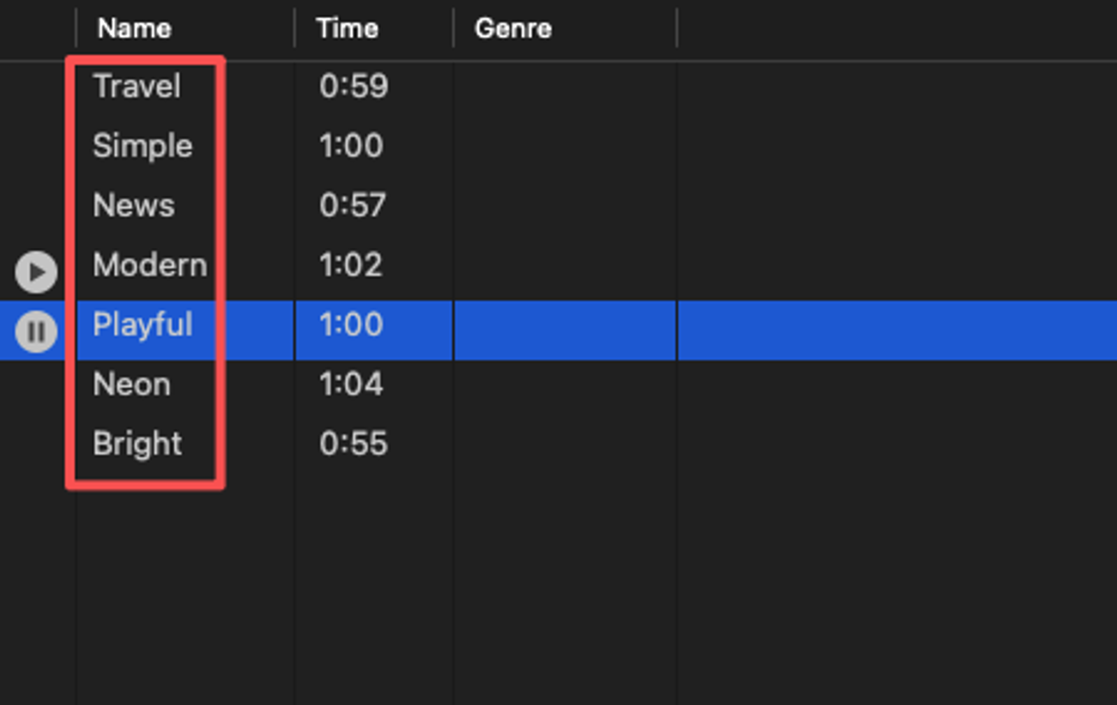 Explore different audio themes like playful or travel when learning how to add music for video in editing software.