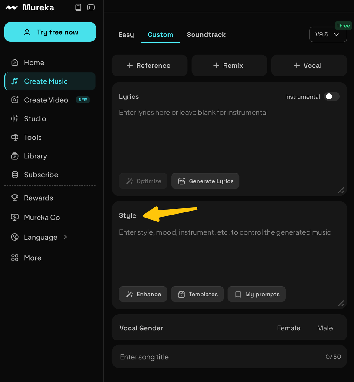 Explore the mureka ai custom music interface to easily input lyrics and define your unique soundtrack style.
