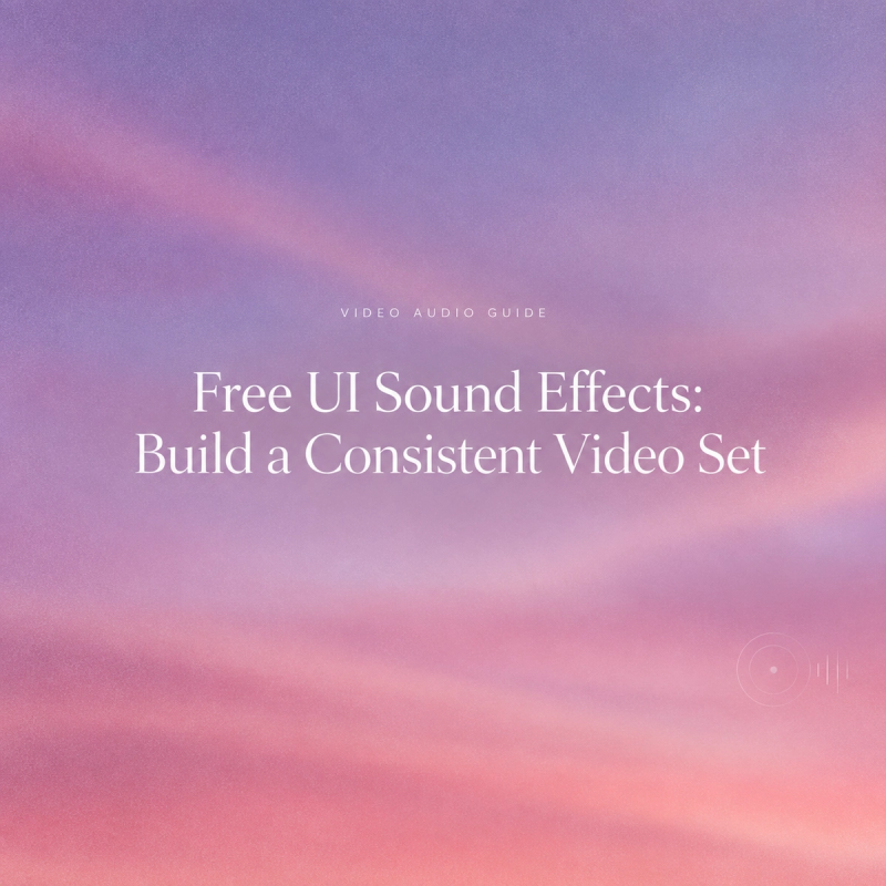 A gradient purple background card featuring text about free ui sound effects for building video sets.