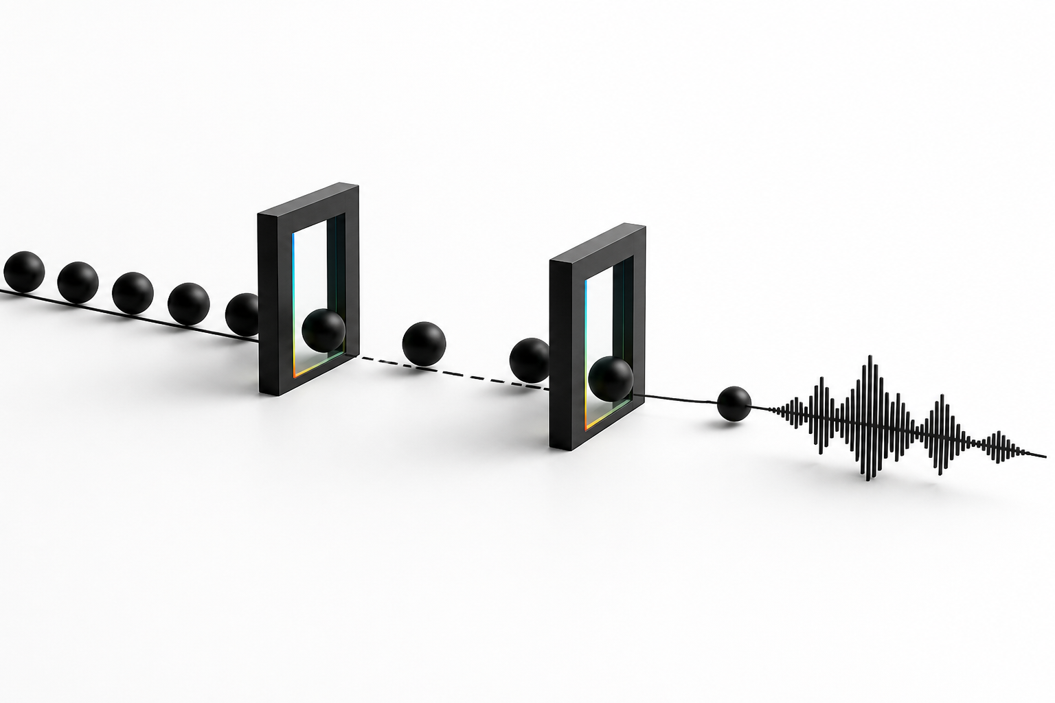 A black-and-white queue diagram routes AI music generation jobs through RPM and concurrency gates before one approved job reaches an audio waveform.