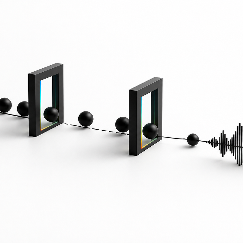A black-and-white queue diagram routes AI music generation jobs through RPM and concurrency gates before one approved job reaches an audio waveform.