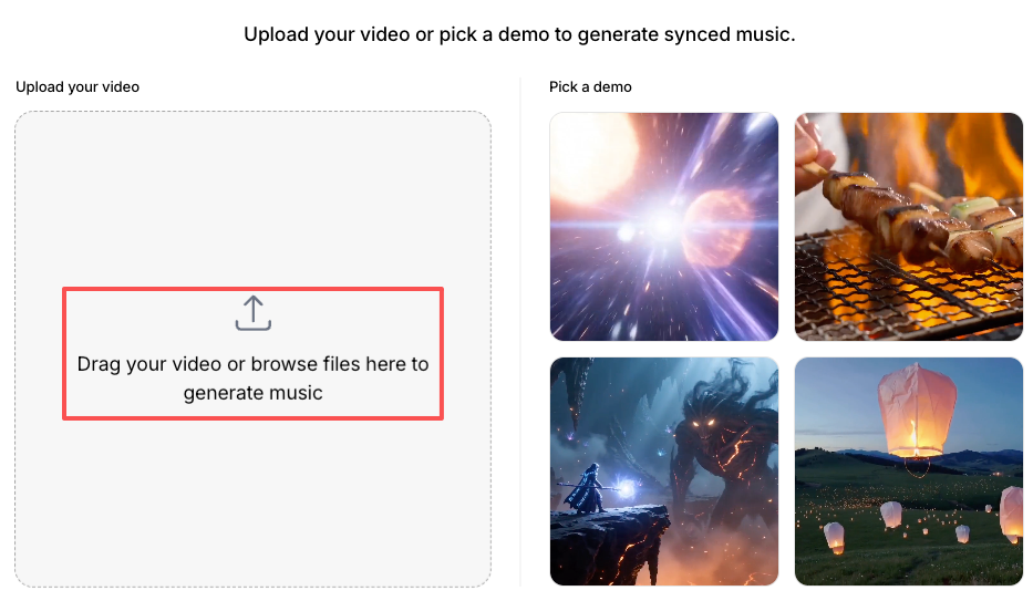 Upload your media to generate synced soundtracks with our advanced AI video-to-music platform.