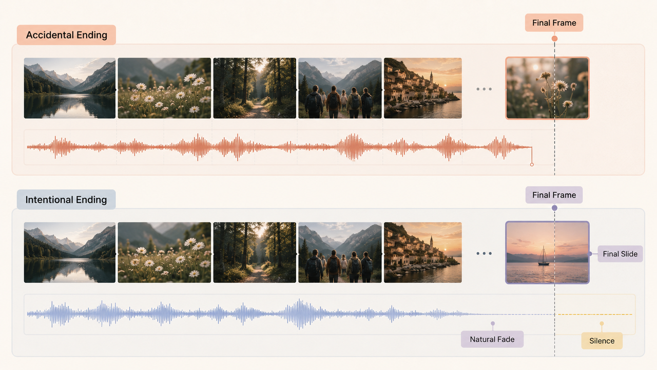 Master how to make a slideshow with music using natural fades for perfect endings.