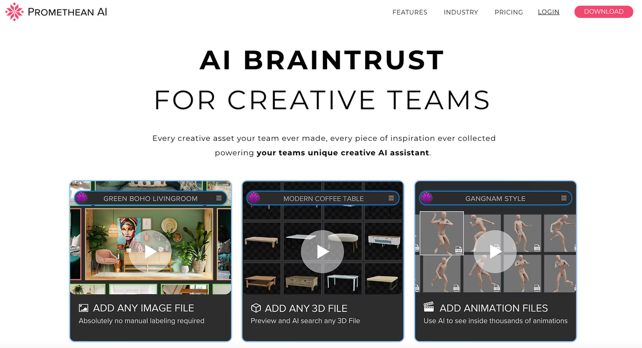 Promethean AI interface showcasing 3D environments and animations as the Best AI Game Asset Generator for creative teams.