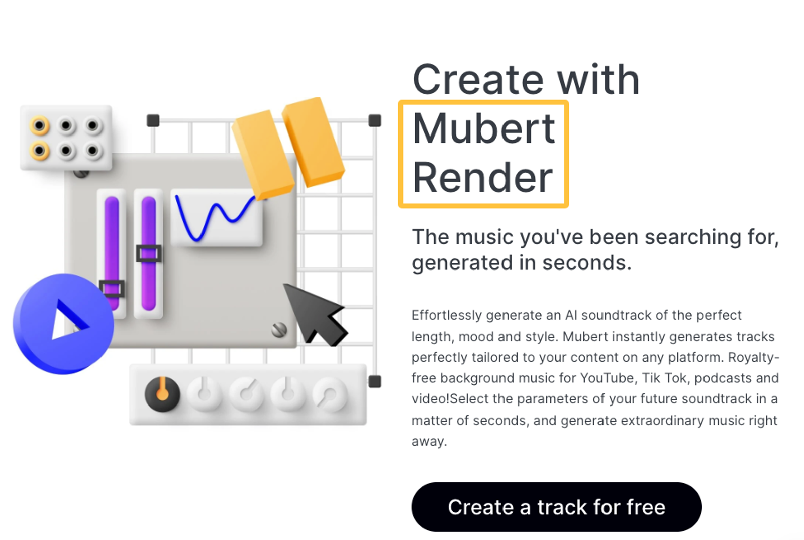 Mubert Render interface featured among best ai music generators for creators 2027.