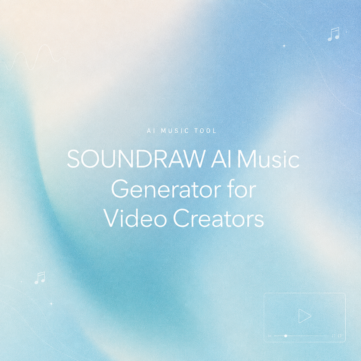 An intro slide for Soundraw AI music generator for video creators on a blue gradient background with music notes.