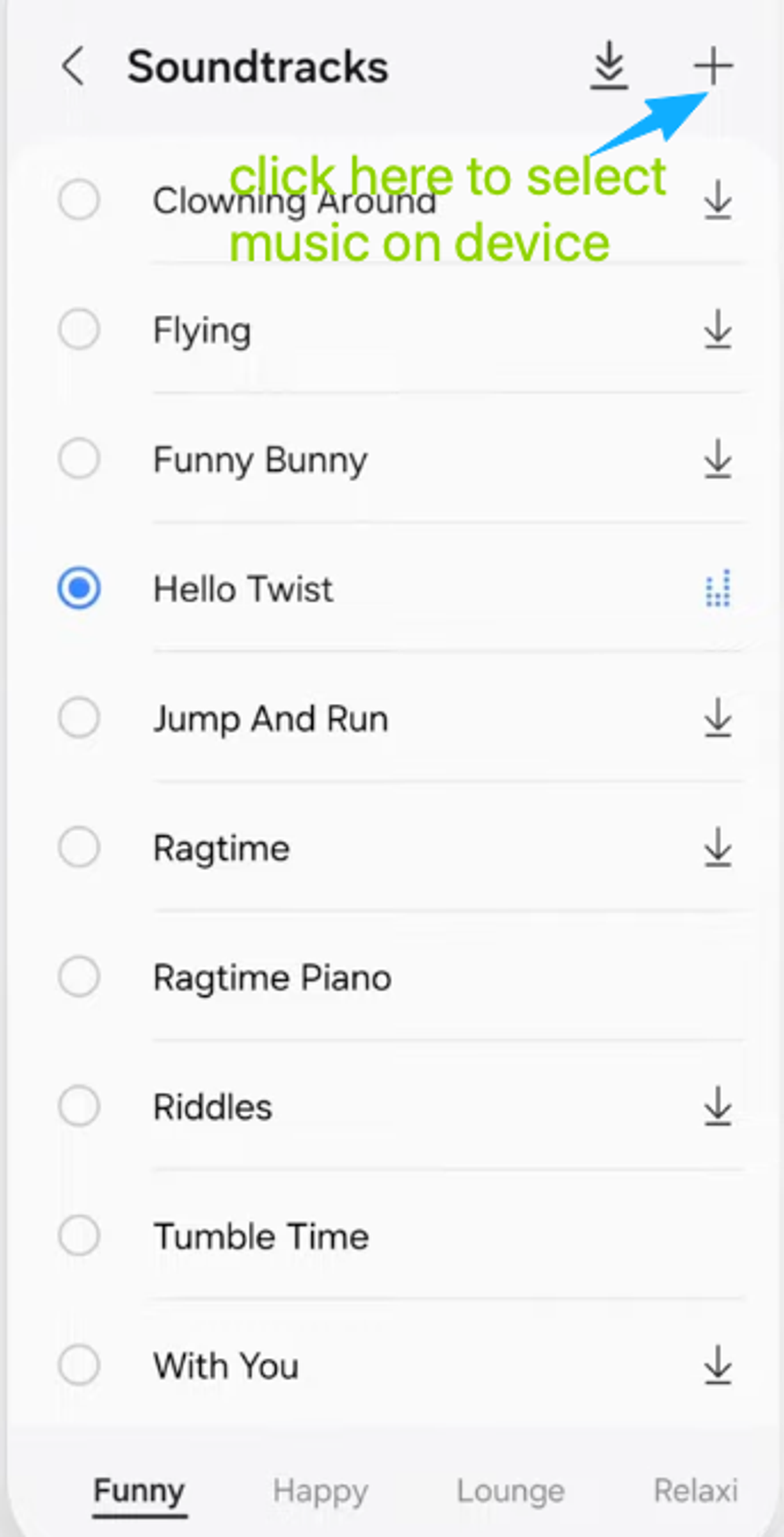 Tap the plus icon to choose local files, mastering how to add music to a video on android using your custom tracks.