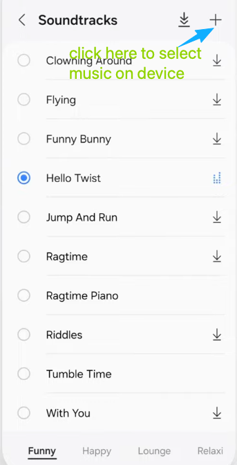 Tap the plus icon to choose local files, mastering how to add music to a video on android using your custom tracks.