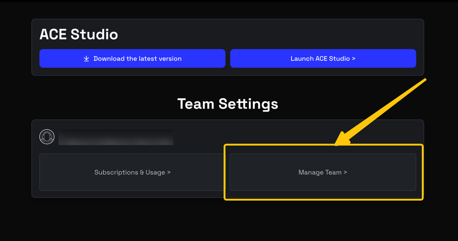 Accessing team settings in ACE Studio, one of the best ai music generation platforms 2026 for collaborative audio.