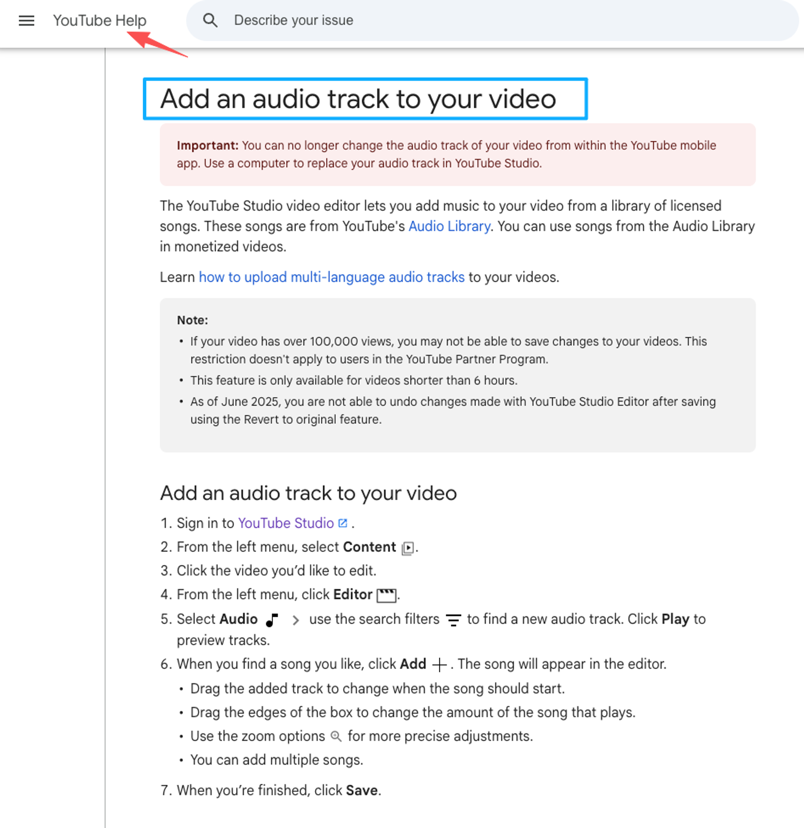 Learn how to use the YouTube Studio editor to add mp3 to mp4 videos online, easily replacing or mixing your audio tracks.