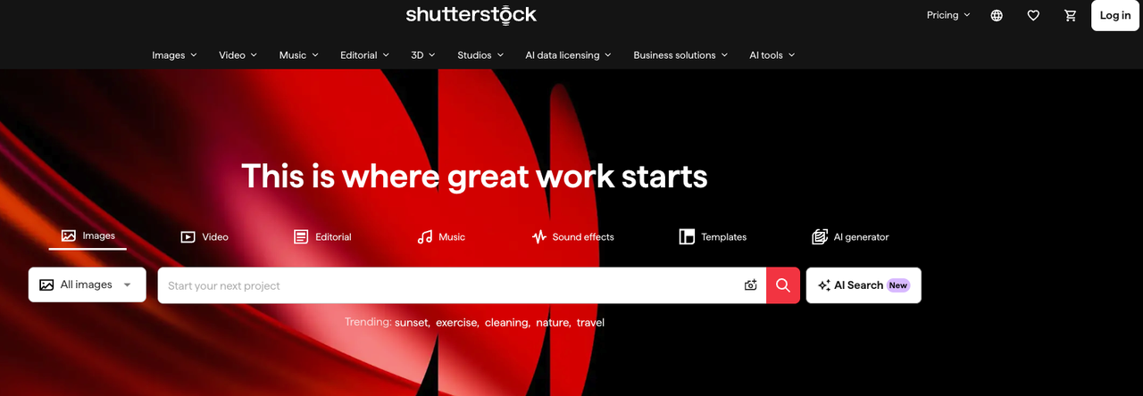Find creative visual inspiration on Shutterstock before scoring it via a video-to-music platform.