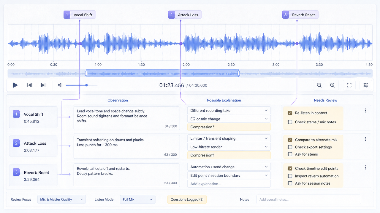 Analyzing audio track waveform to check music to see if its ai generated or not manually.