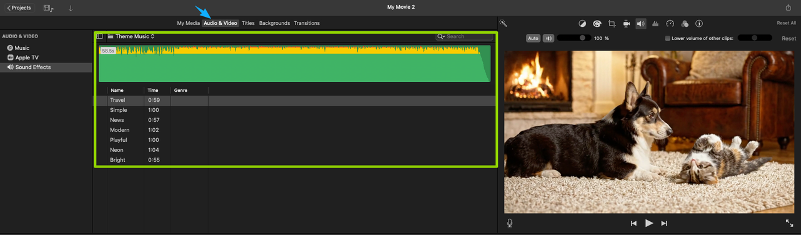Learn how to add background music to video by selecting tracks in your editor.