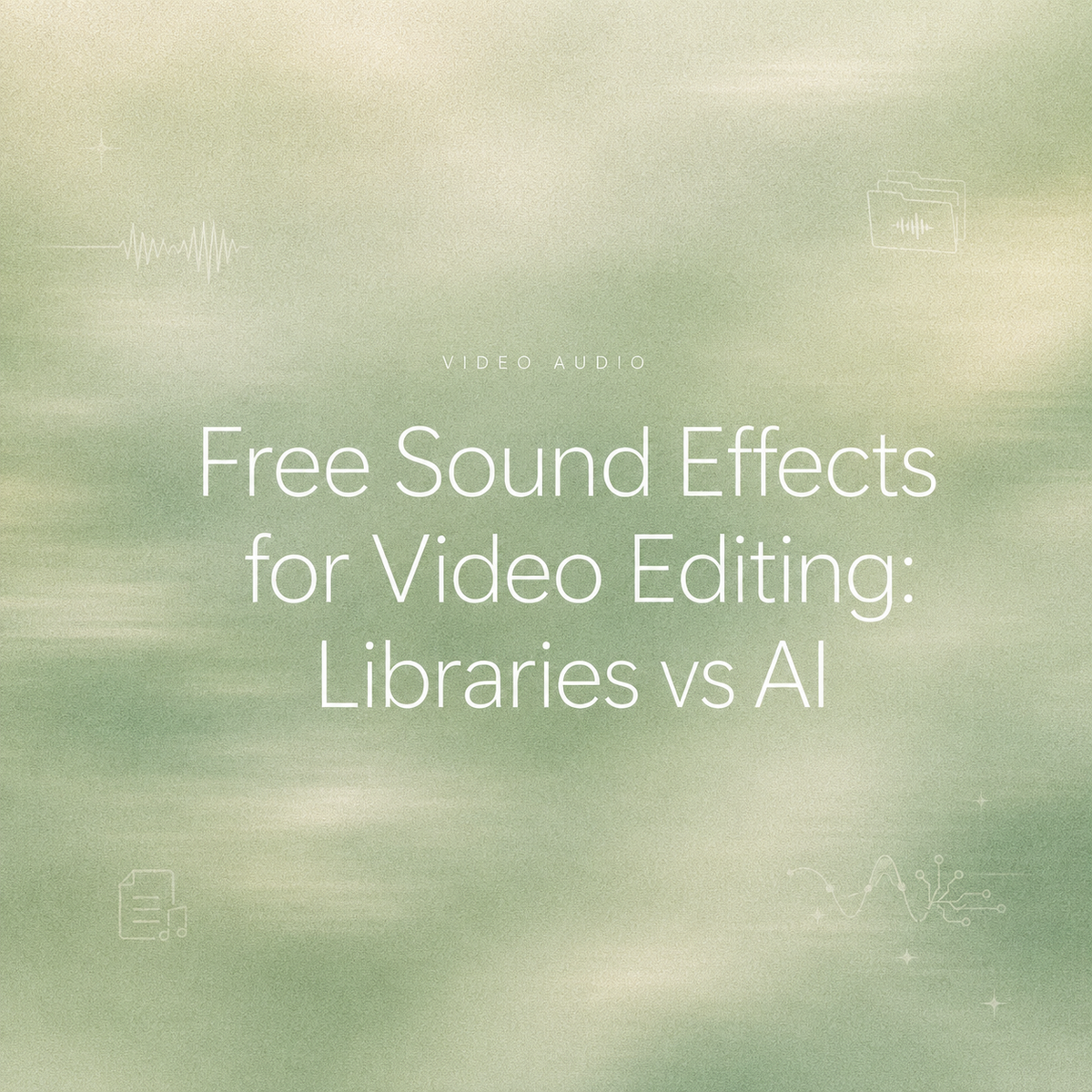 A green graphic compares free sound effects for video editing from traditional libraries versus AI.