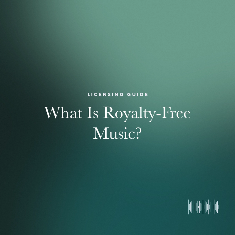 Title card reading "What Is Royalty-Free Music?" on a green gradient.