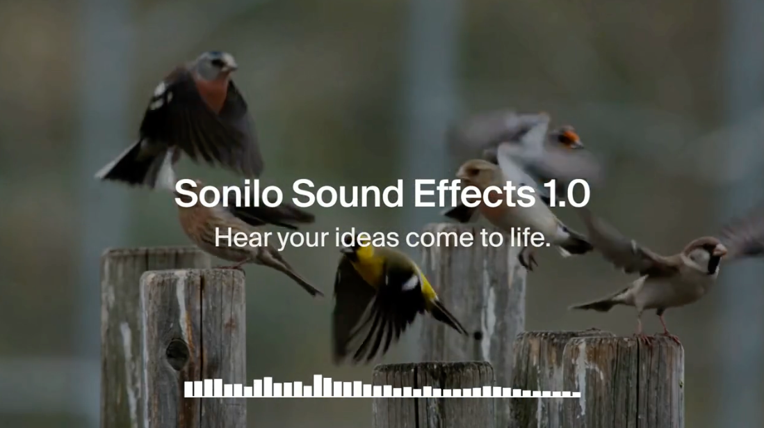 Exemplo do Sonilo Sound Effects para adicionar efeitos sonoros ao vídeo com IA com precisão.