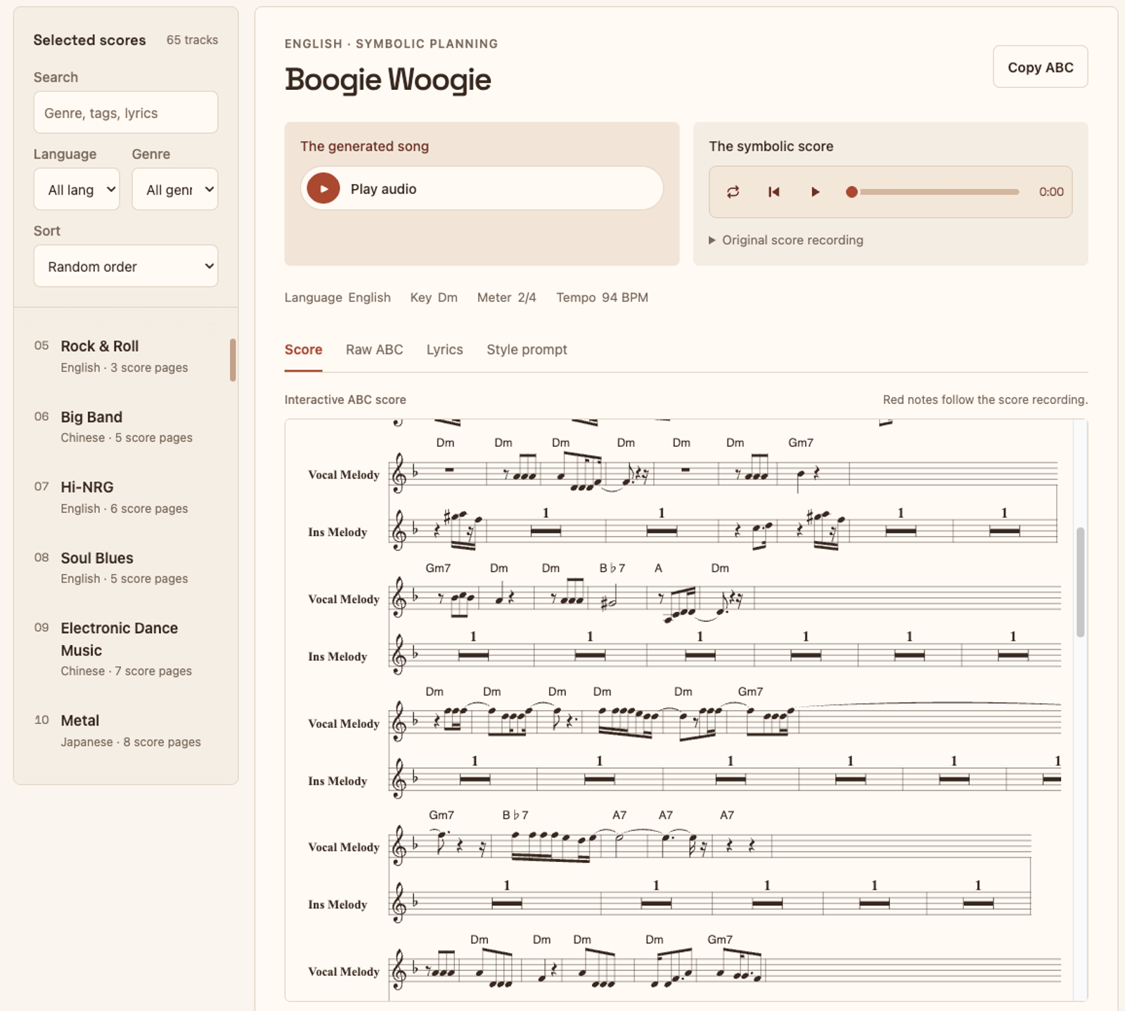 Detailed YuE2 review highlighting interactive score editing, sheet music playback, and genre selection options.