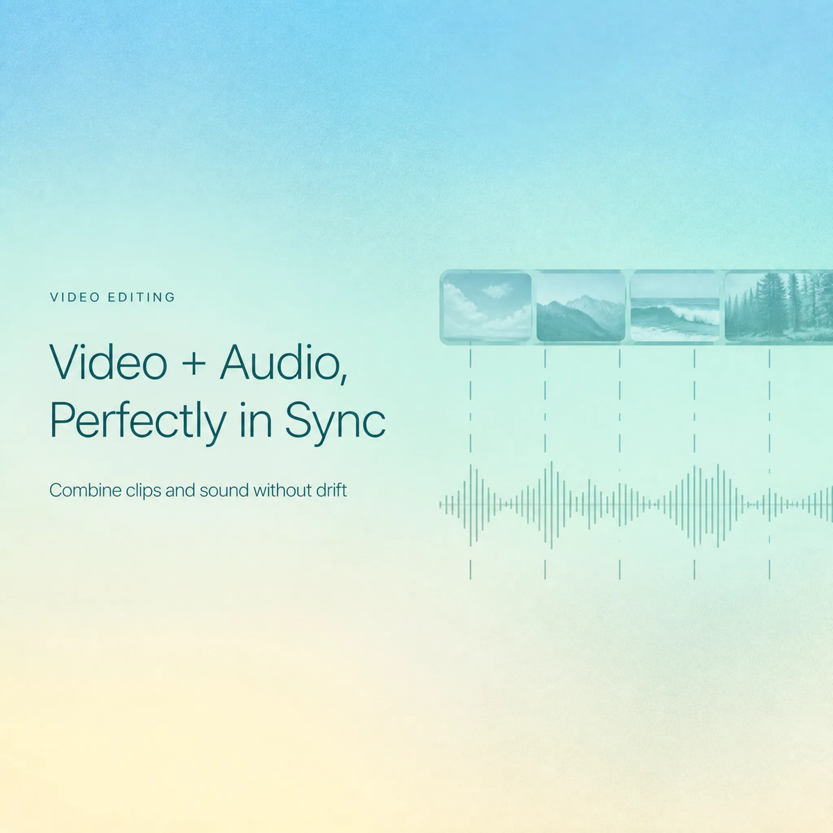 Graphic explaining how to combine video with audio perfectly in sync without drift.