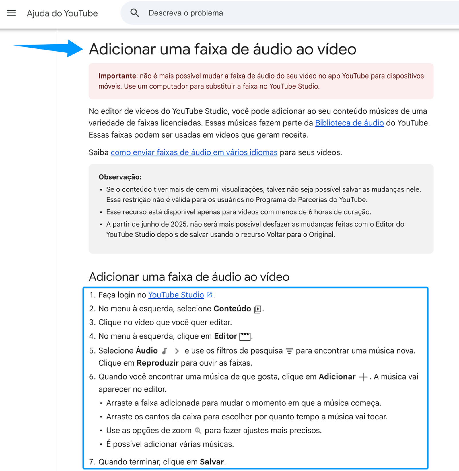 Tutorial do YouTube Studio sobre como adicionar MP3 a MP4 usando a biblioteca de áudio gratuita para seus vídeos.
